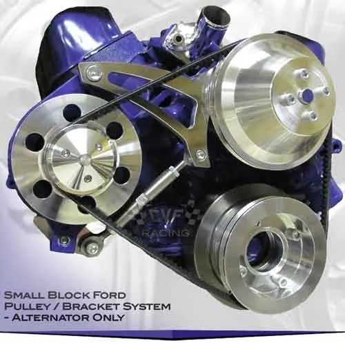 CVF Racing Billet Pulleys and Brackets for small block ford mustang 302 engine