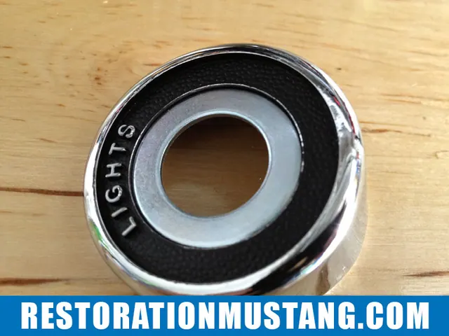 Head light switch bezel retaining nut and washer | Fitting a 70 mustang switch bezel on a 71 72 or 73 Ford Mustang. This seems to be a topic affecting a lot of fellow mustang restorers out there. Currently, the aftermarket does not remanufacture switch bezels for the 71-73 mustangs. The do however make them for the 69-70 mustang and at first glance they look similar. They couldn’t be less compatible with the 71-73 if they tried… The first problem you will need to correct is the tabs that come supplied on the bezels. These will need to be ground off of the bezel. Next, be certain that you do not mess up your original bezel retaining nuts, these are impossible to find on the aftermarket and are essential for this project to be a success. For my project mustang, I simply sanded these town to a smooth finish and sprayed mine satin black. It makes for a cleaner appearence and lets the bezels really shine in the dash panel. Moderate Install DifficultyOnce all the bezels are ground down and lay flat at the back, you will notice that the headlight switch bezel retaining nut’s head is too small to fit into the new headlight switch bezel. This does not seem like a huge problem, but it is… You will need to head over to northern tool supply or get online and find a machine bushing that measures 5/8 x 1 x 18ga. This is the perfect size to fit into the new bezel and provide a nice surface for the bezel retaining nut to attach. Your next dilemma will be that with the new setup, your bezel retaining nut is about 1/4″ too short to re-thread into the headlight switch once the back spacer is placed between the switch and the inside of the dash frame. I tried numerous solutions to solve this problem, but the angle of the dash panel is too odd for the switch to tighten down properly. The solution is to recess the face of the back spacer approx 1/4″ so that the switch becomes closer to the bezel retaining nut. To do so, I simply hit it gently with a mallet to recess inward. There are better methods to do this, but this does work just fine. The last issue you will run into is that the new headlight switch knob and stem for the 69-70 mustang is 1/2″ too short to make contact inside the headlight switch. You will need to gently pull the knob off of the new stem and refurbish your original headlight switch stem. Once you do all of this, viola! The setup looks new and fancy!