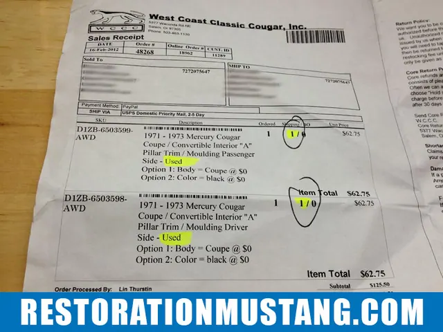 Mustang A Pillar Interior Trim Ford Fastback 71 72 73