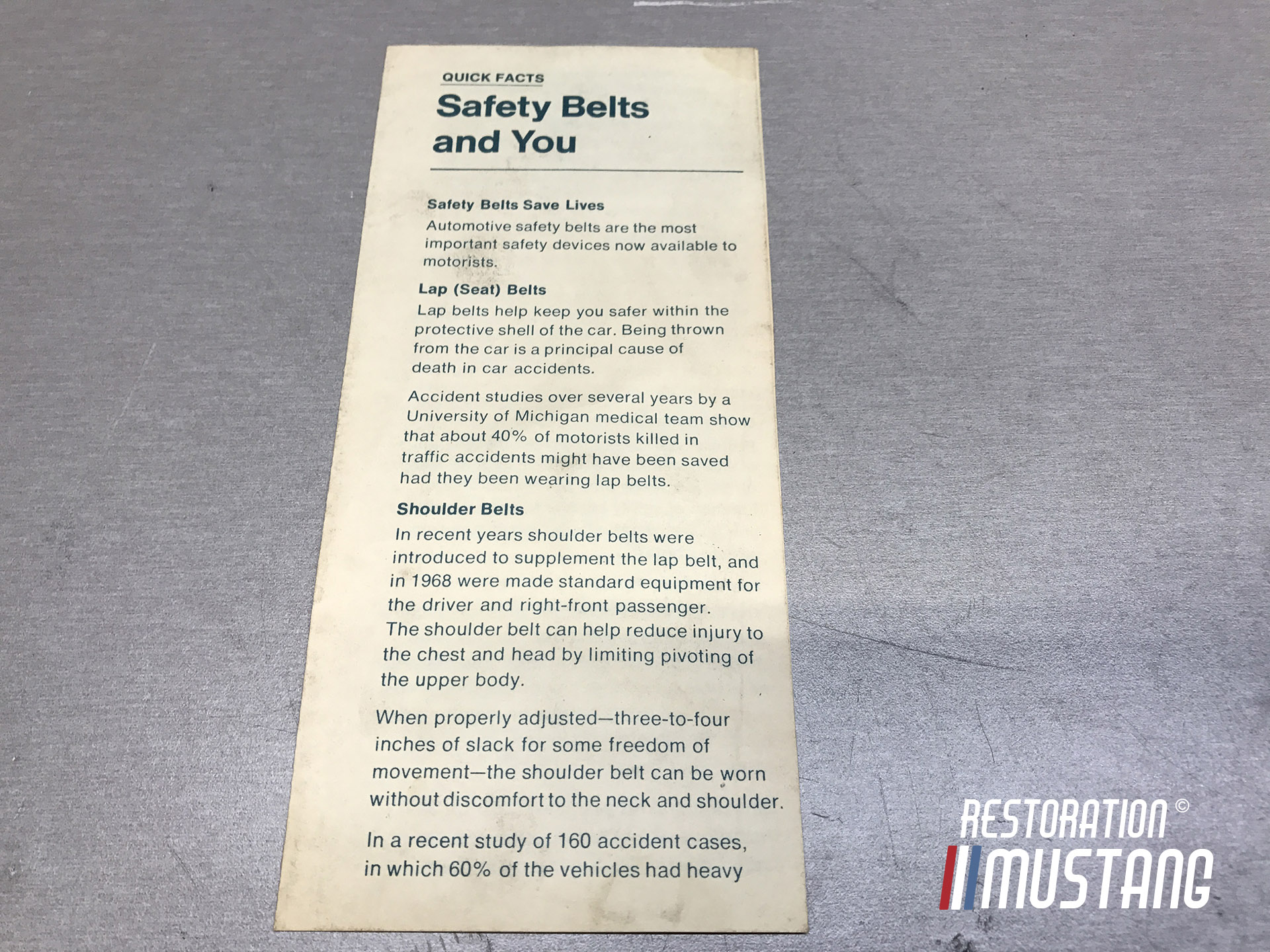 Ford Safety Belts and You Original Literature