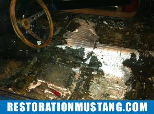 Installing FatMat Sound Deadener In Mustang Classic Car: Prepping the floor